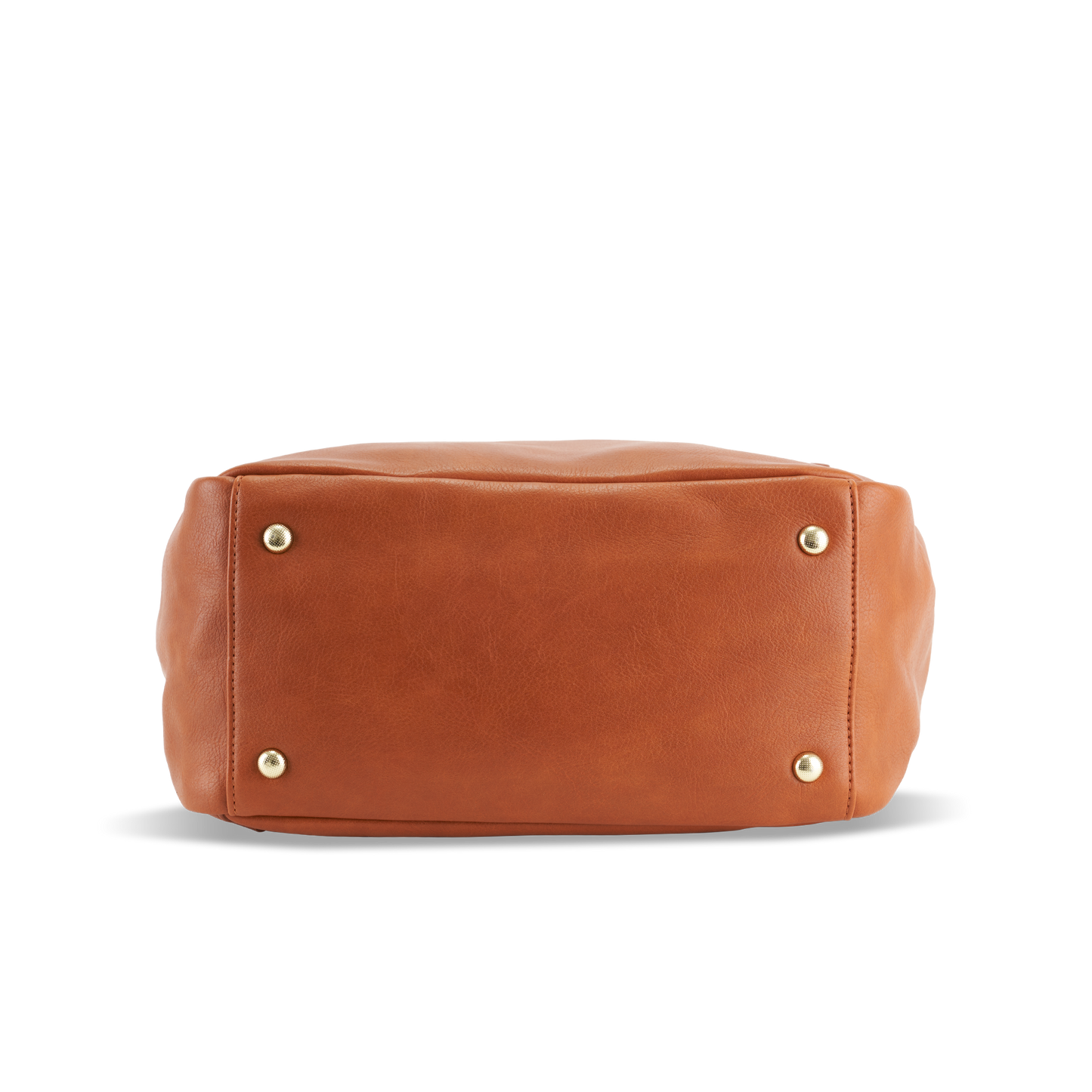 Bottom view of Florence diaper bag showing metal studs for improved durability