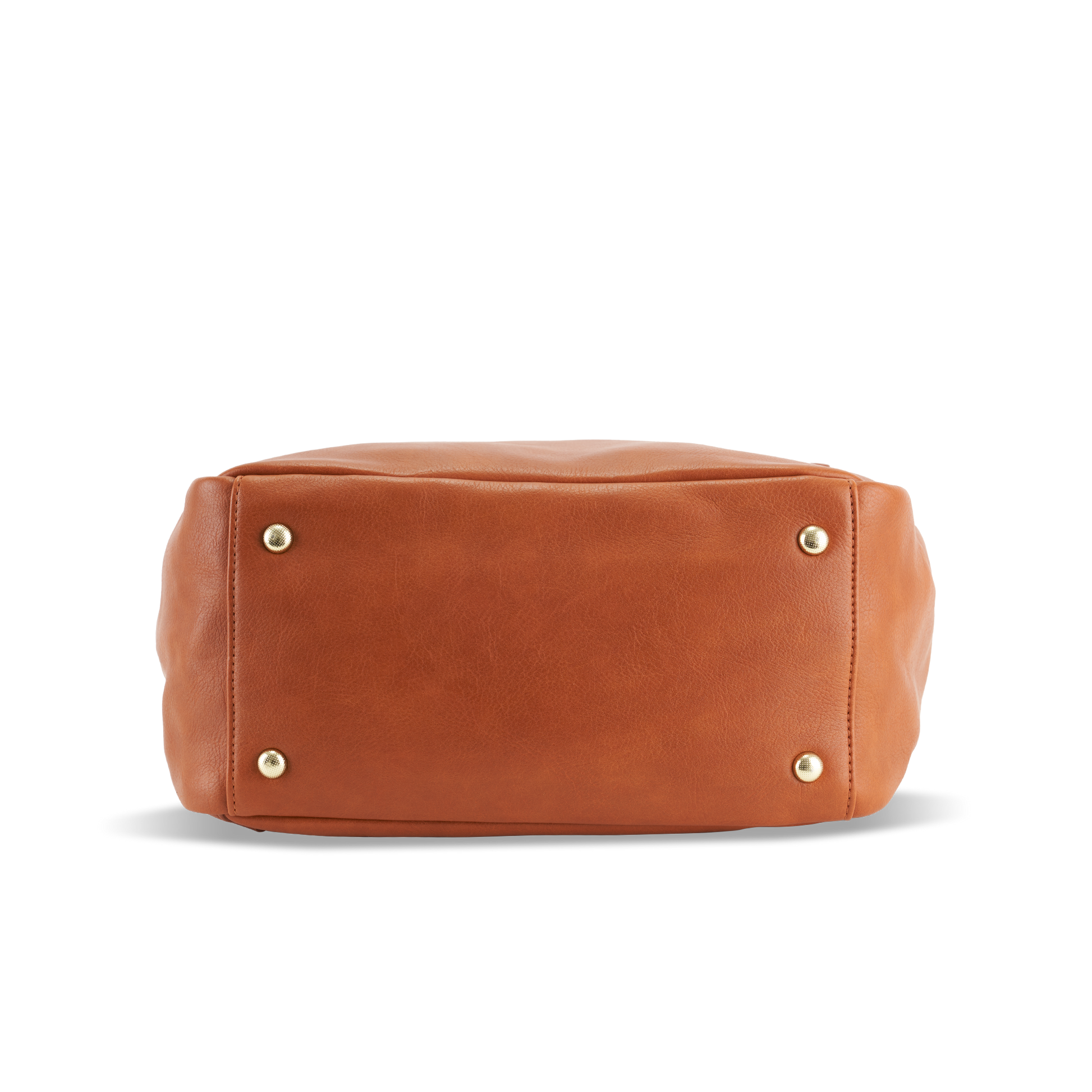 Bottom view of Florence diaper bag showing metal studs for improved durability