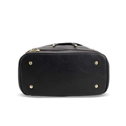 Bottom view of Siena diaper bag showing metal studs for improved durability