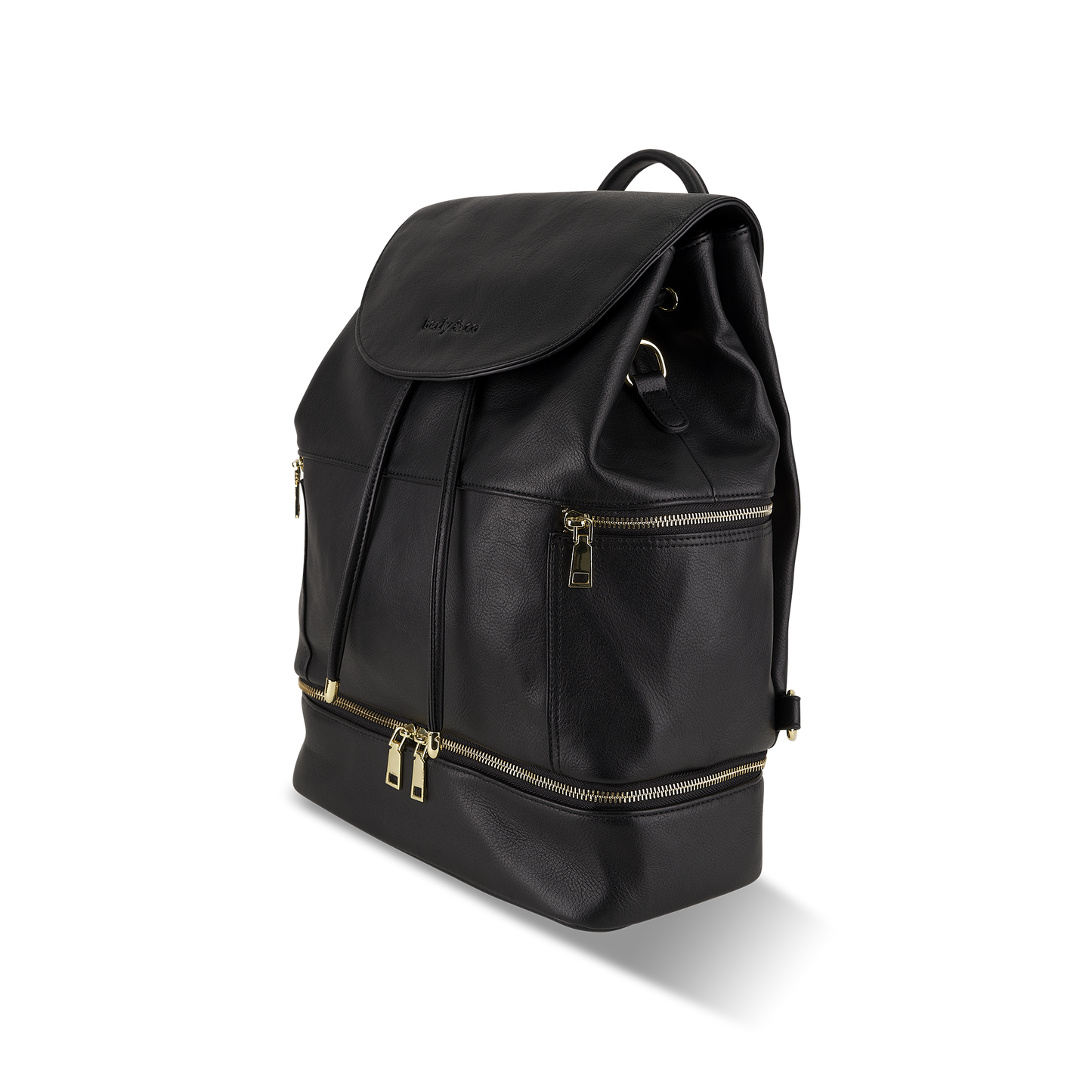 Profile view of Florence Taupe Nappy Backpack showing versatile design for busy parents