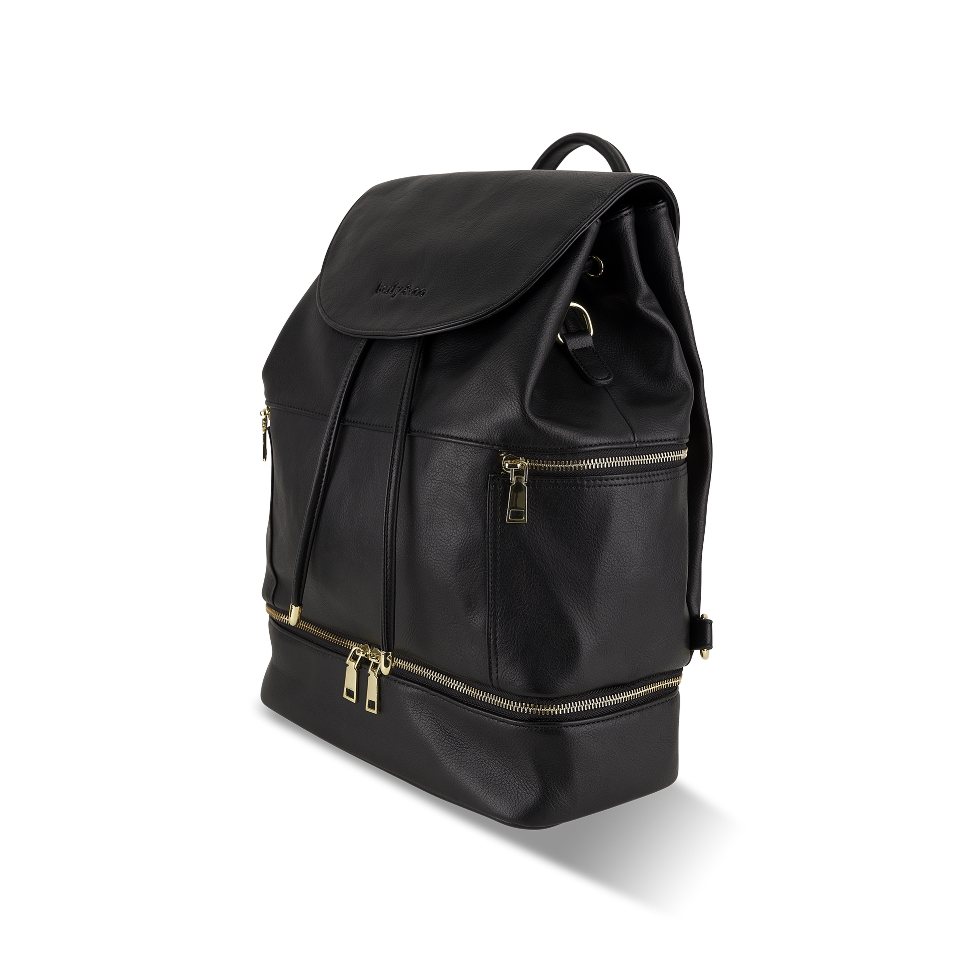 Profile view of Florence Taupe Nappy Backpack showing versatile design for busy parents
