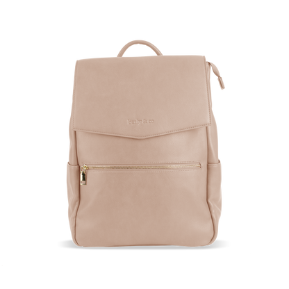 Florence Taupe Nappy Bag - Eco-friendly vegan leather diaper backpack by Berly and Co