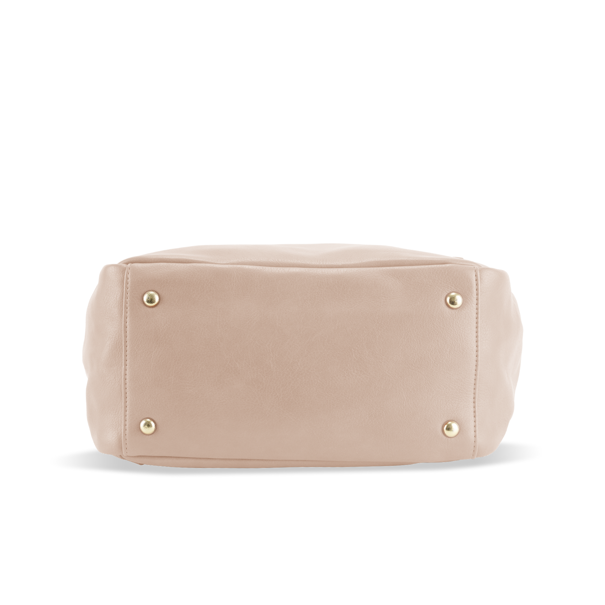Bottom view of Florence diaper bag showing metal studs for improved durability