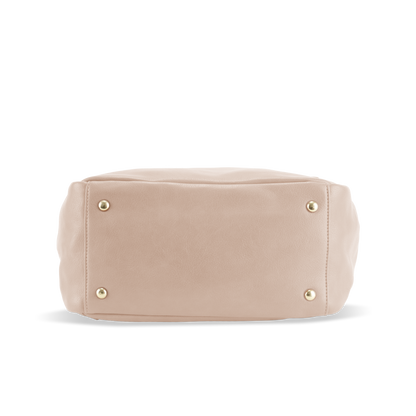 Bottom view of Florence diaper bag showing metal studs for improved durability