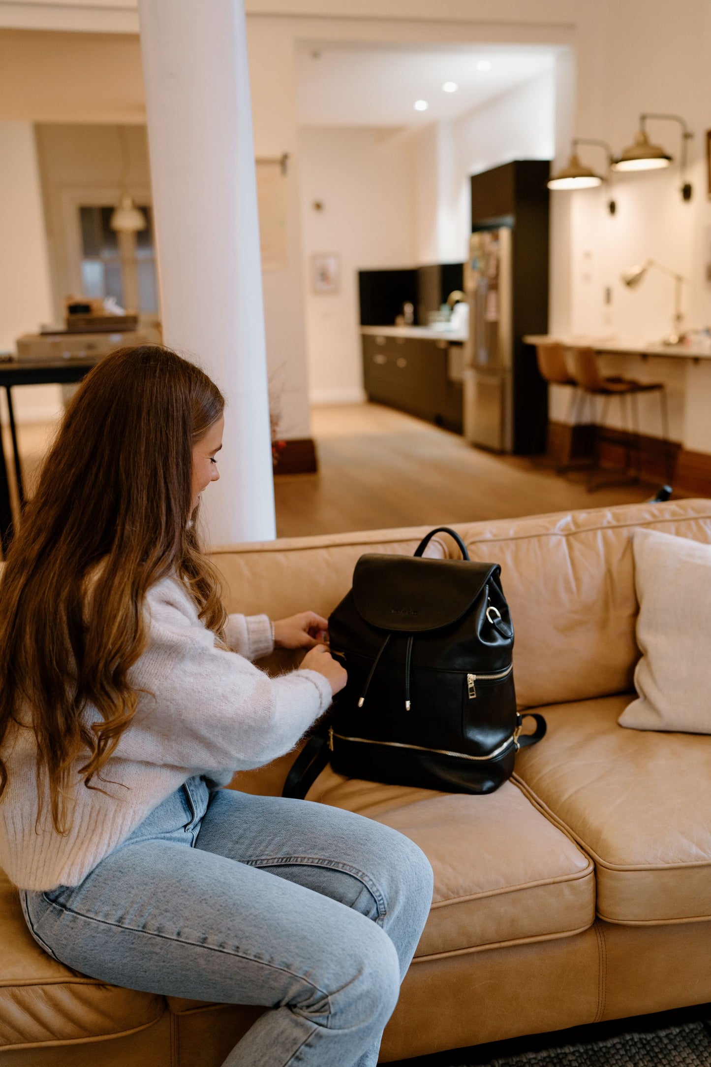 Modern parent with Siena Black Nappy Bag